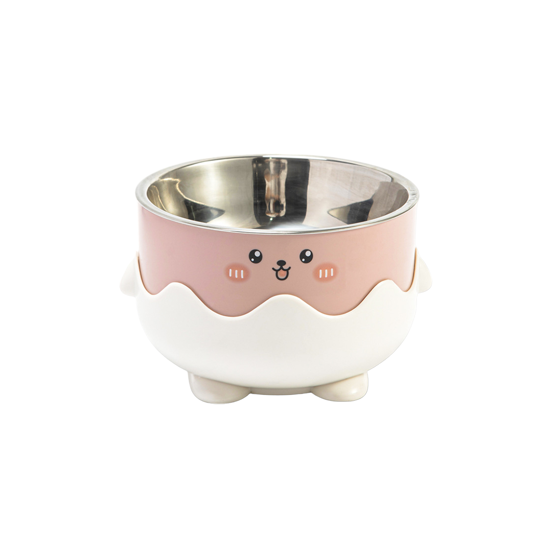 Premium Pet Eggshell Food & Water Bowl Stainless Steel & Plastic Neck