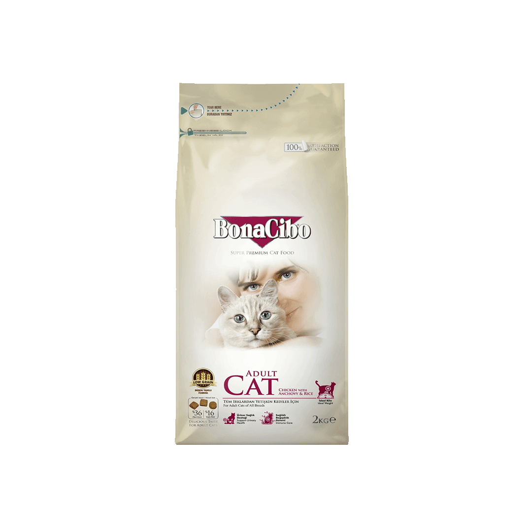 BonaCibo Adult Cat Food Chicken & Rice with Anchovy 2kg