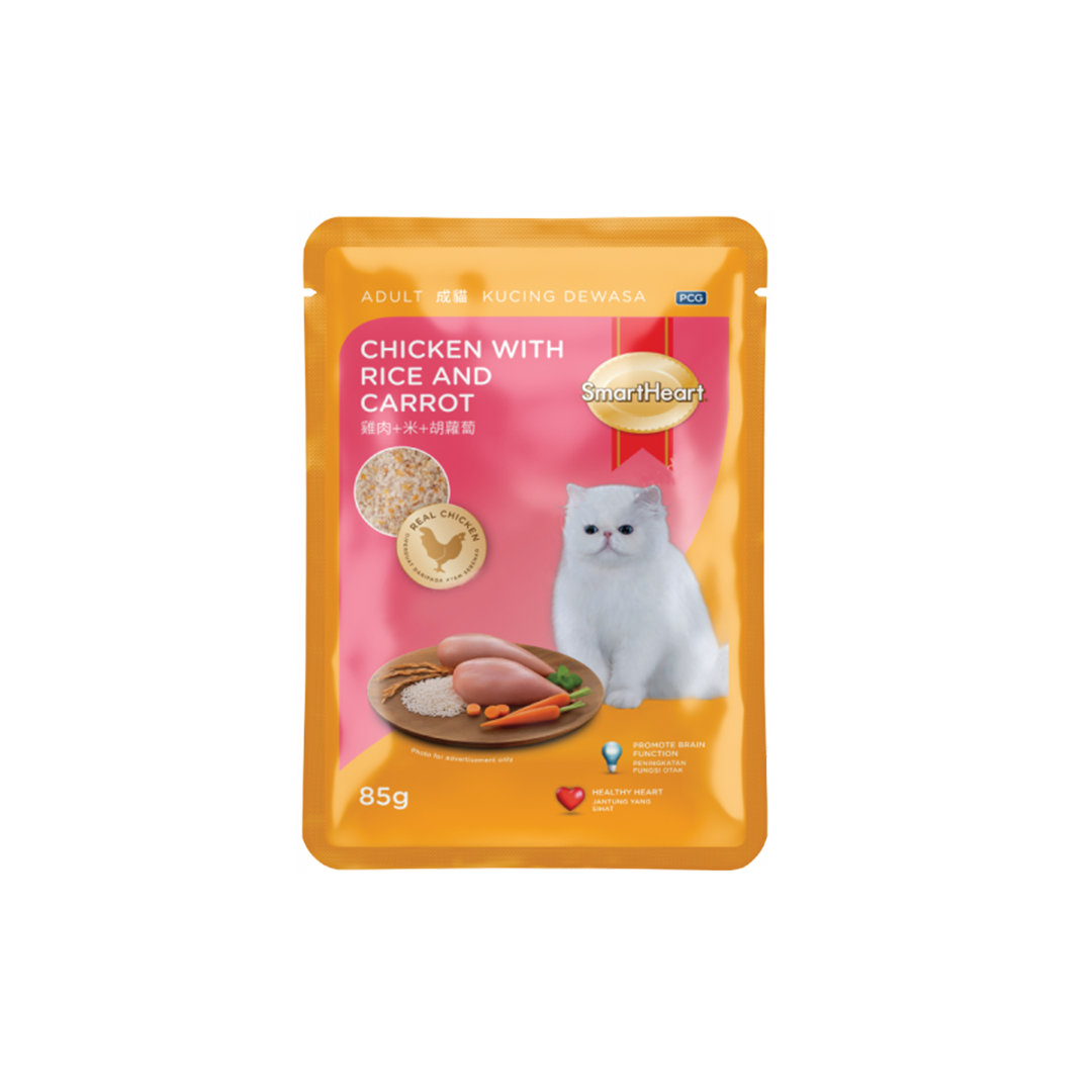 SmartHeart Cat Pouch Adult Chicken with Rice & Carrot 85g